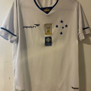 Men's Cruzeiro White Soccer Jersey with Blue Accents